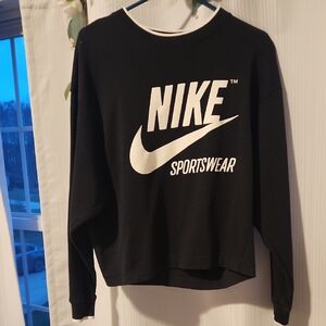 Nike Women's Black Sweatshirt with White Logo